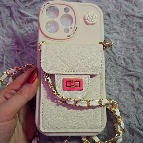 Unbranded White Camilla Quilted W/ Gold Crossbody Chain IPhone Pro Max (NEW) - Picture 4 of 4